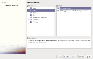 New PHP project, screenshot 1