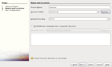 New PHP project, screenshot 2